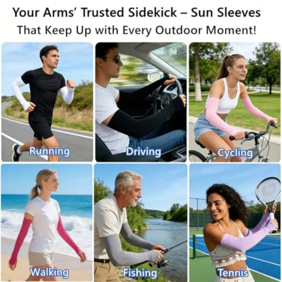 UV Protection Cooling Arm Sleeves with Thumb Holes – Compression Sun Cover - size and dimensions