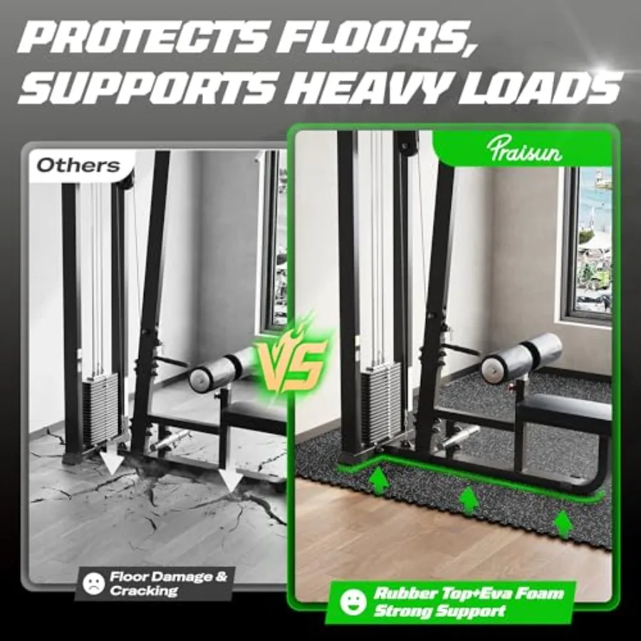 Rubber Gym Flooring – 0.56in Heavy Duty Home Gym Floor Tiles - in use