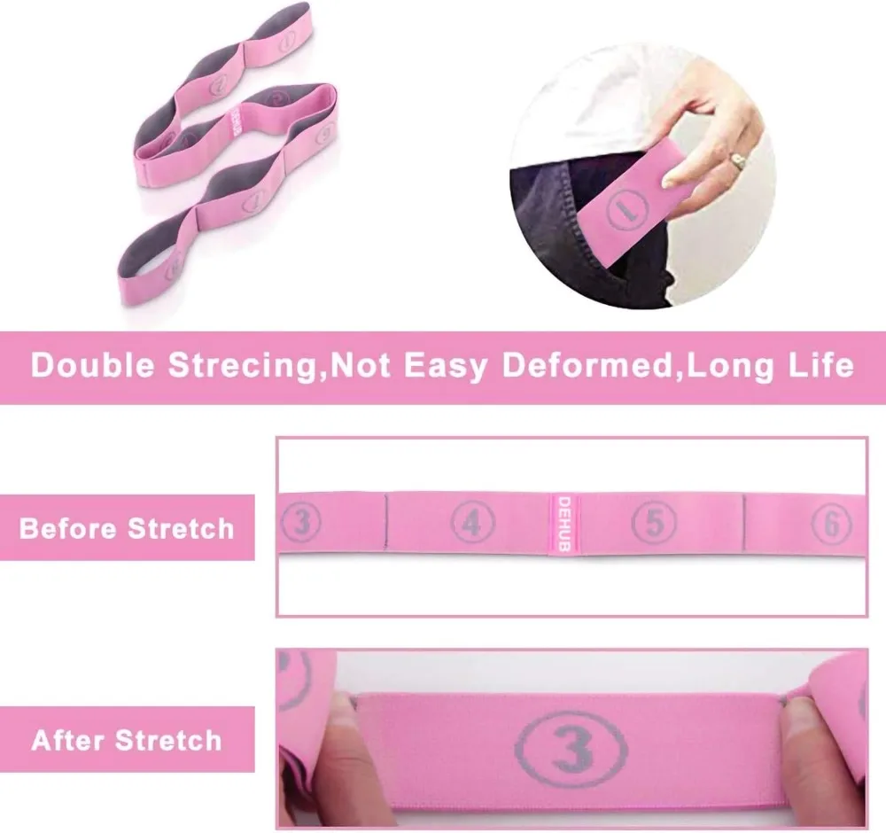 Multi-Loop Stretch Strap – Yoga & Pilates Flexibility Trainer - size and dimensions