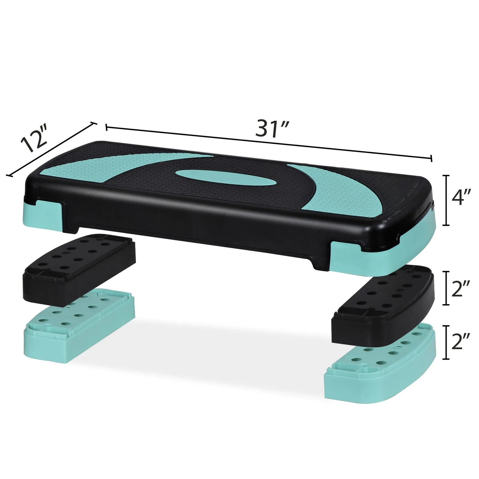 31" Adjustable Aerobic Step Platform – 4"/6"/8" Risers, Home Cardio Trainer - in use