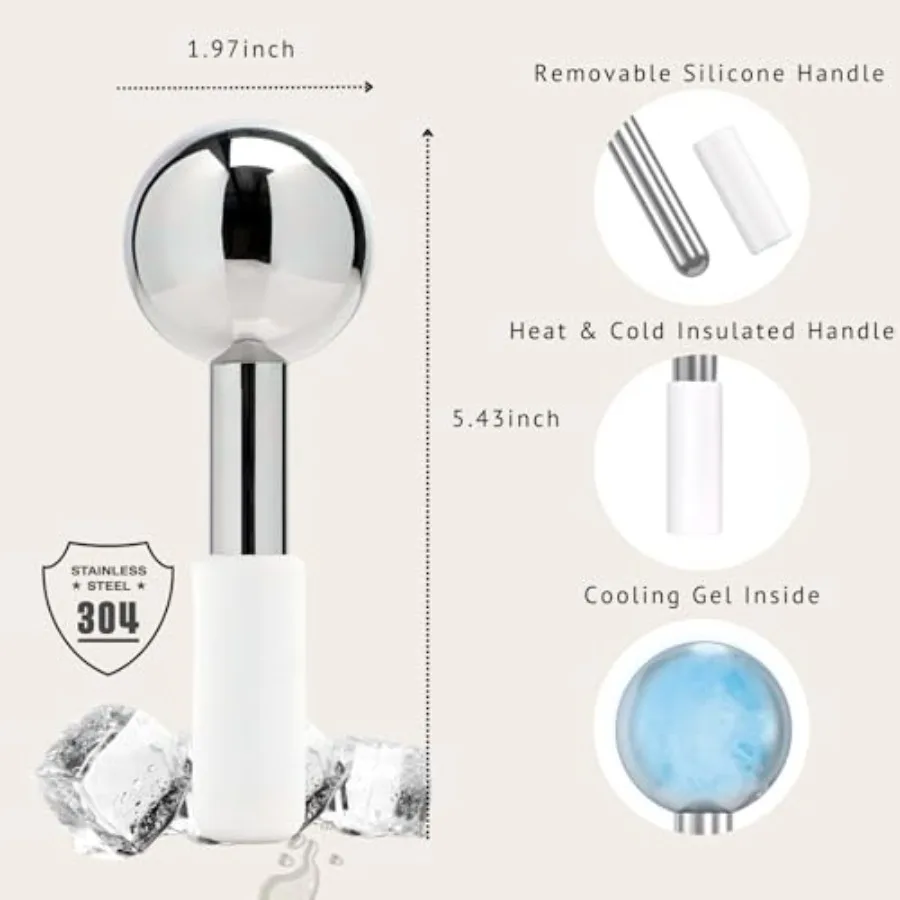 Stainless Steel Ice Globes for Face – Cryo Facial Rollers for Eyes & Puffiness - close-up detail