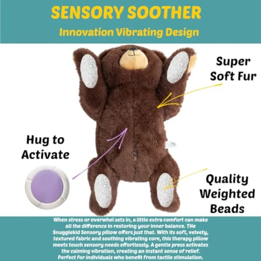 Weighted Vibrating Sensory Bear Pillow – Pressure-Activated Calm Aid - in use
