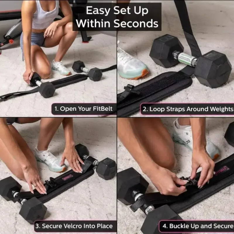 Adjustable Weighted Waist Belt for Home Workouts Dumbbell Training Hip Shaping - in use