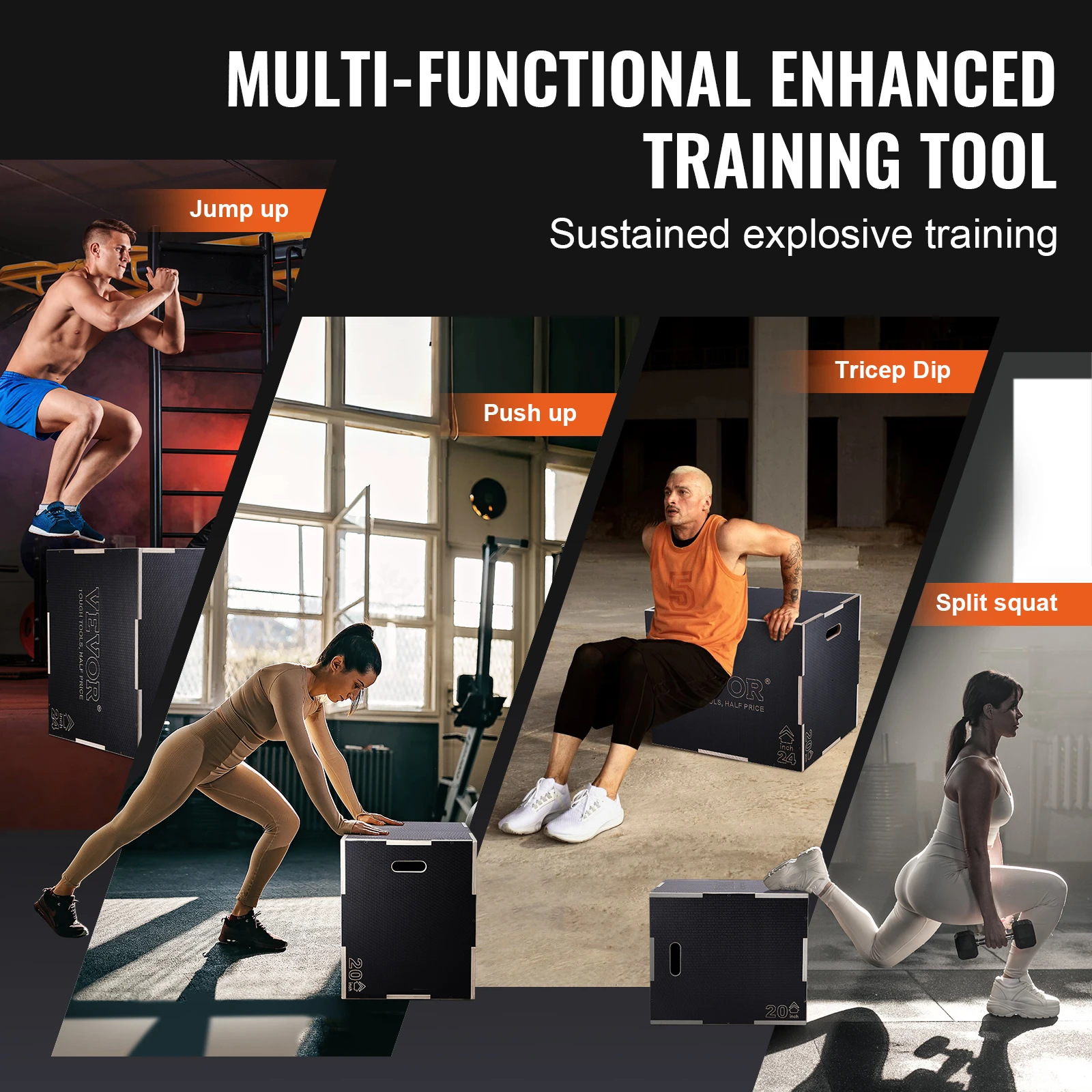 3-in-1 Wooden Plyo Box – Plyometric Jump Box for Conditioning & Strength - size and dimensions