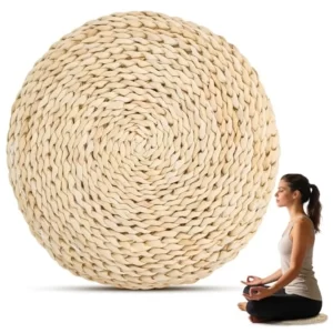 Hand-Woven Straw Meditation Cushion - 6in Round Floor Seat for Zazen