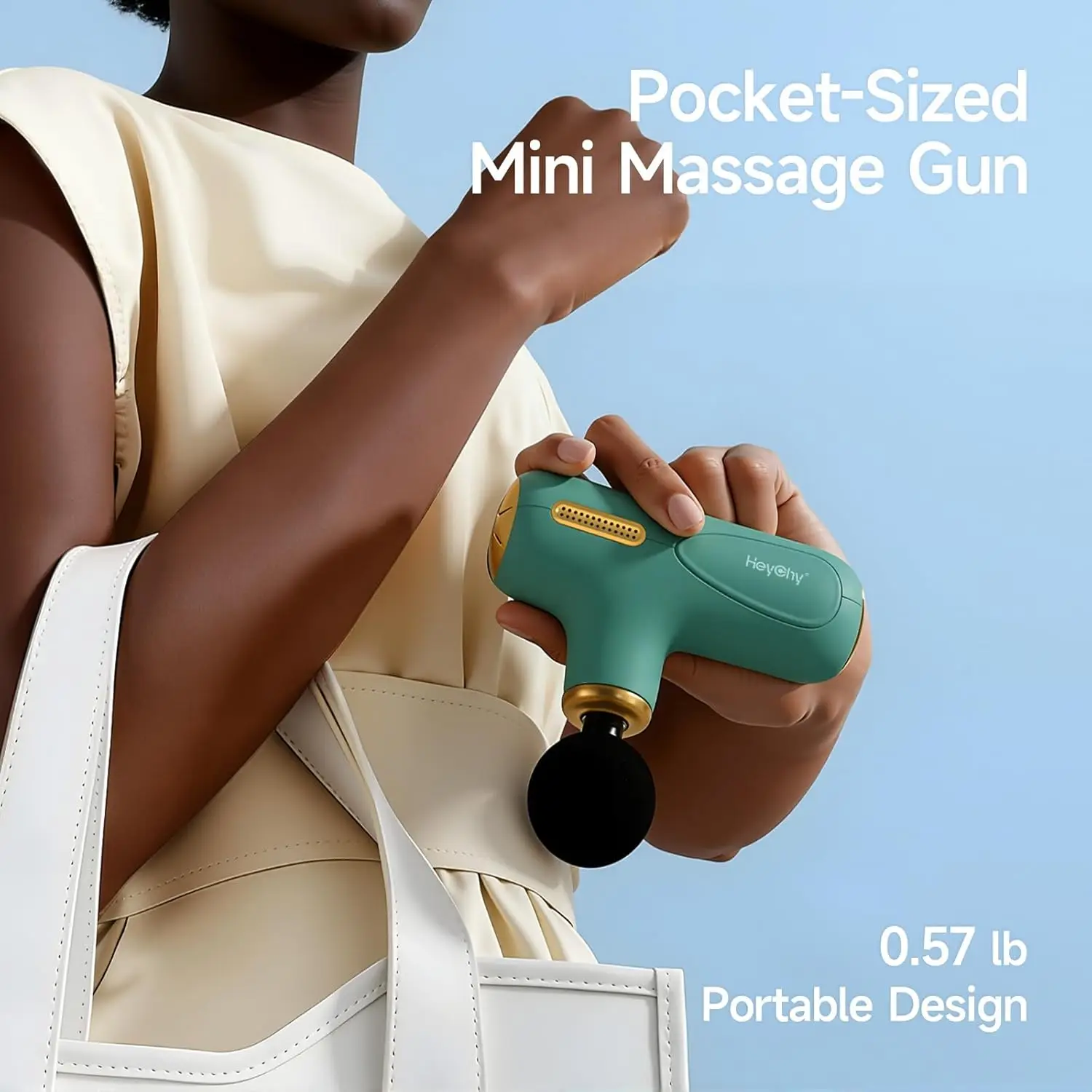 Mini Massage Gun – Portable Deep Tissue Percussion Massager with 4 Heads - close-up detail