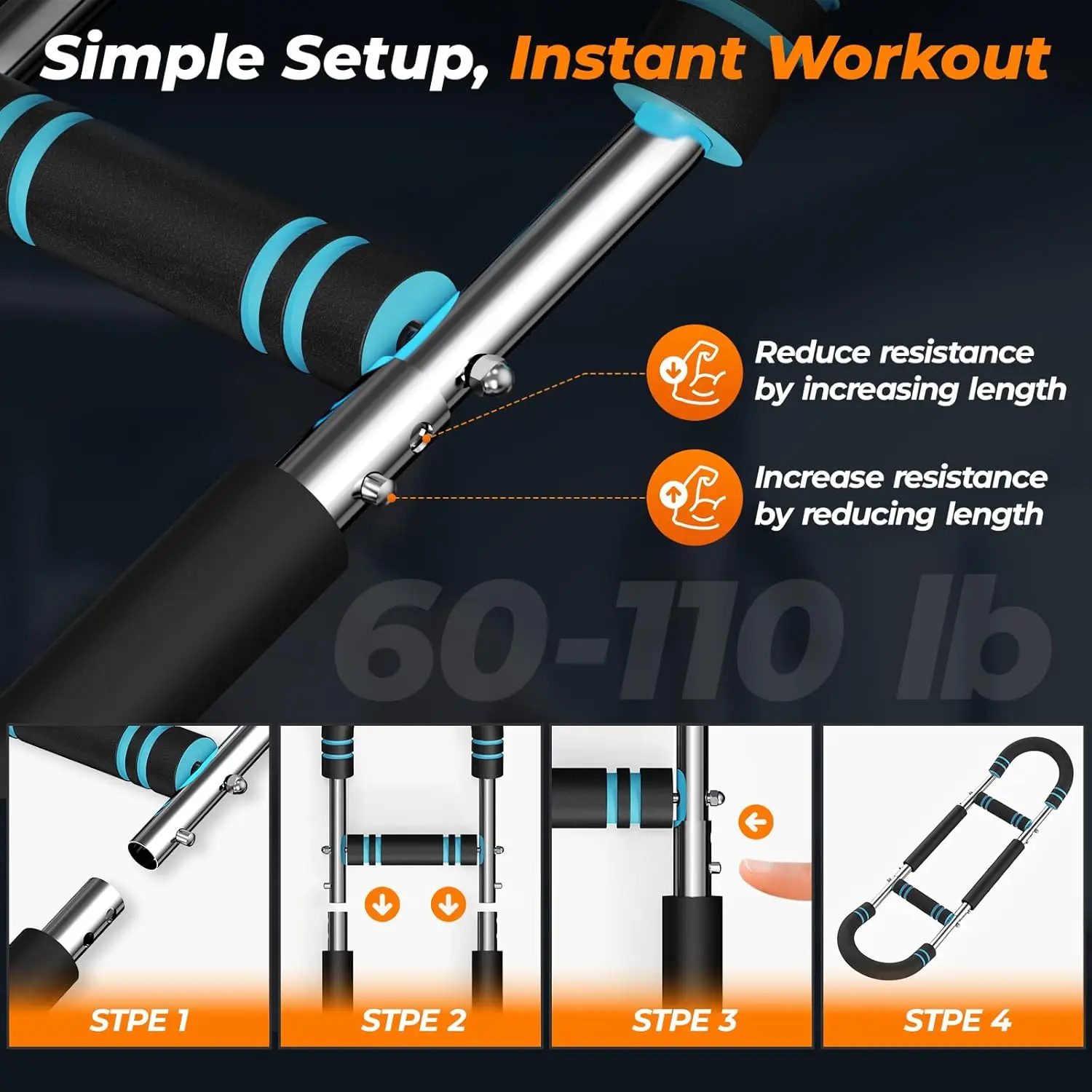 U-Shape Power Twister Arm Bar - 60-100lb Adjustable Chest & Grip Trainer - in use