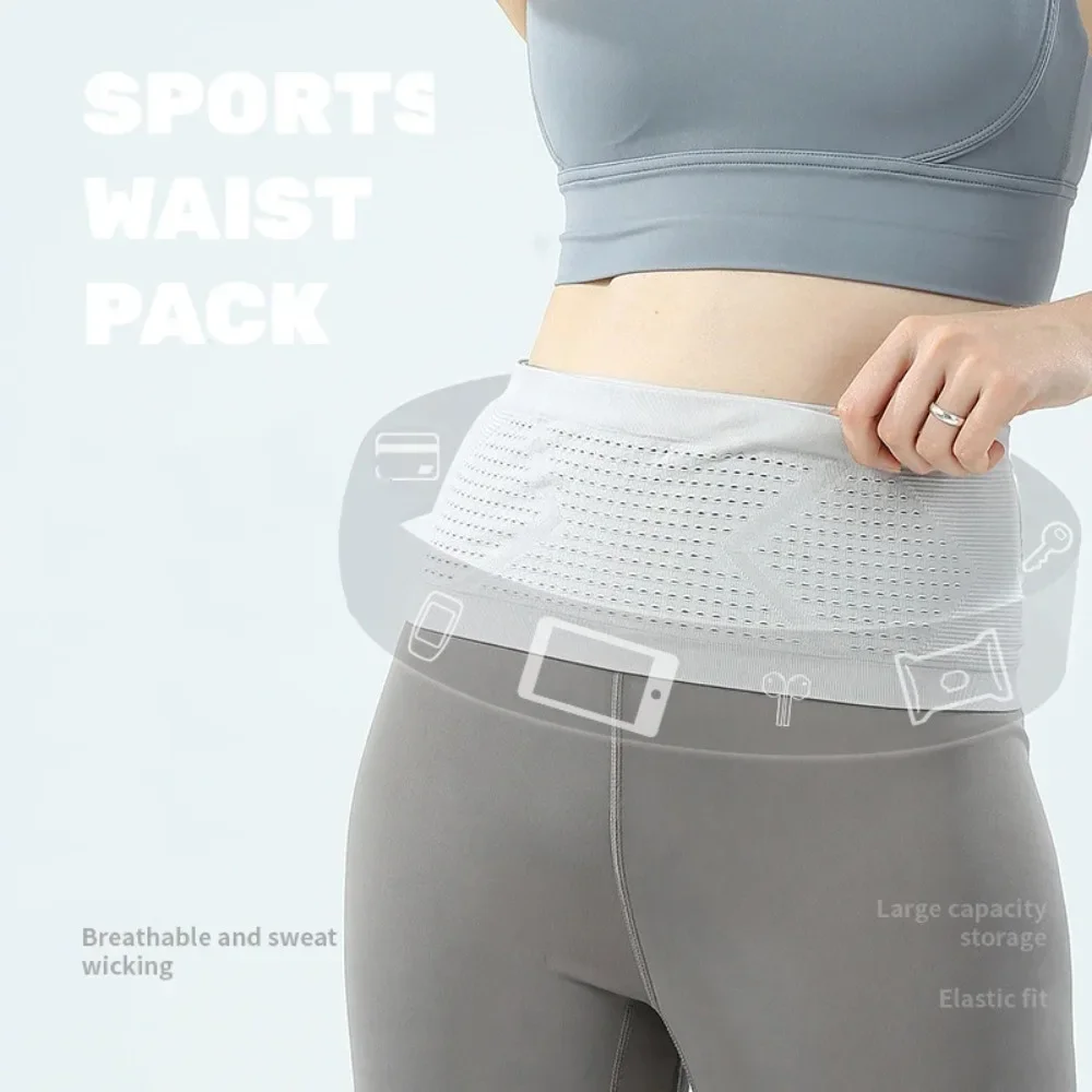 Seamless Running Belt – Invisible Sports Waist Bag with Phone Pocket, No-Bounce Fit - in use