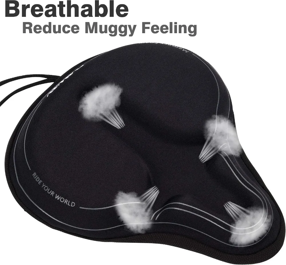 Gel & Memory Foam Bike Seat Cover – Padded Saddle Cushion for Spin Bikes - alternate view