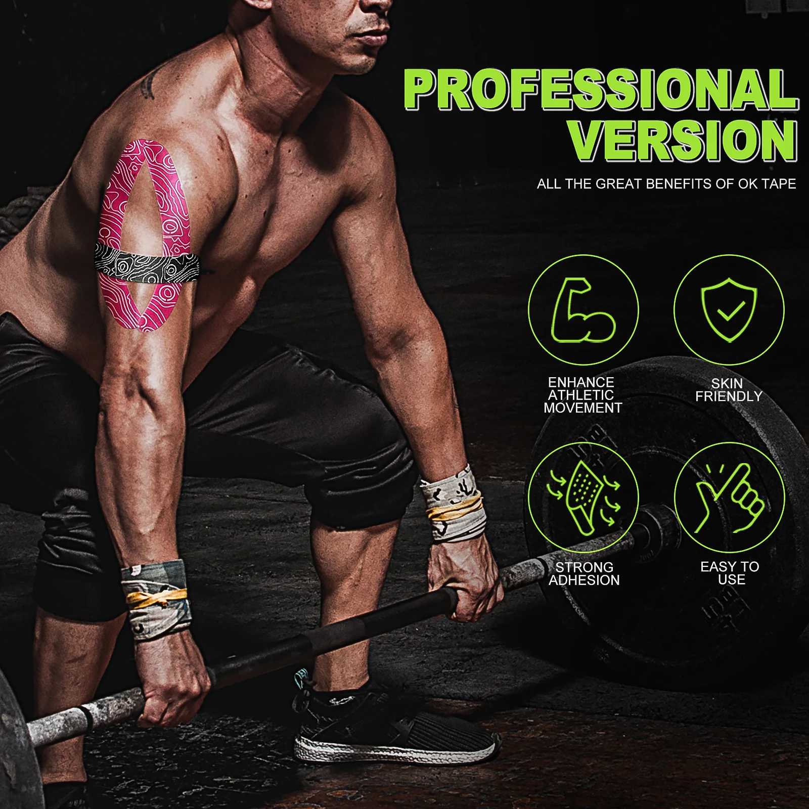 Kinesiology Tape 5cm x 5m – Waterproof Elastic Athletic Tape, Latex Free - in use