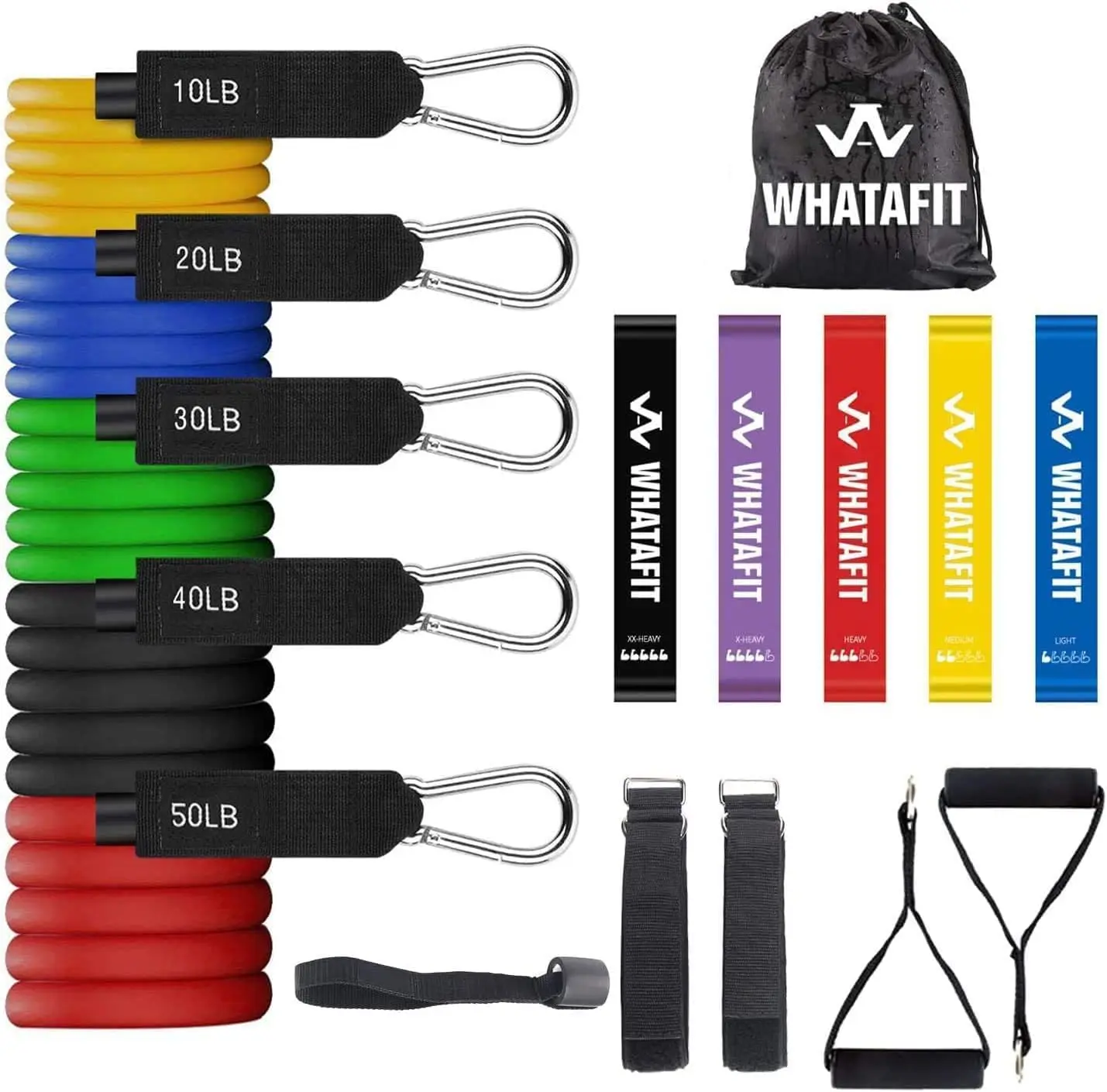 Resistance Bands Set with Handles, Door Anchor & Ankle Straps – 5 Levels - packaging