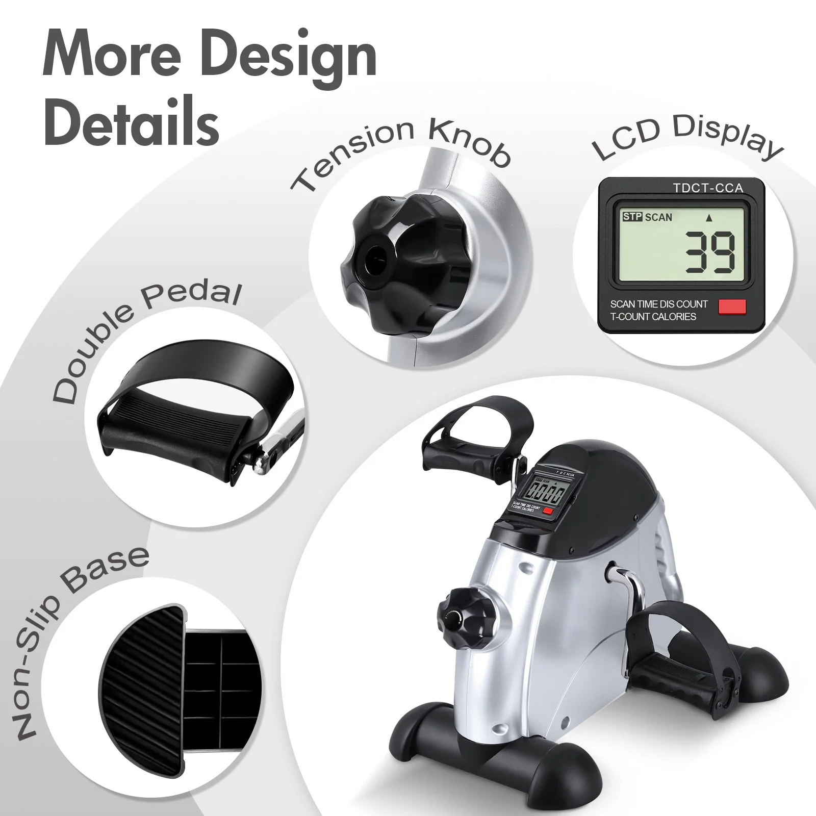 Under-Desk Pedal Exerciser – Motorised Mini Bike with LCD for Legs & Arms - size and dimensions
