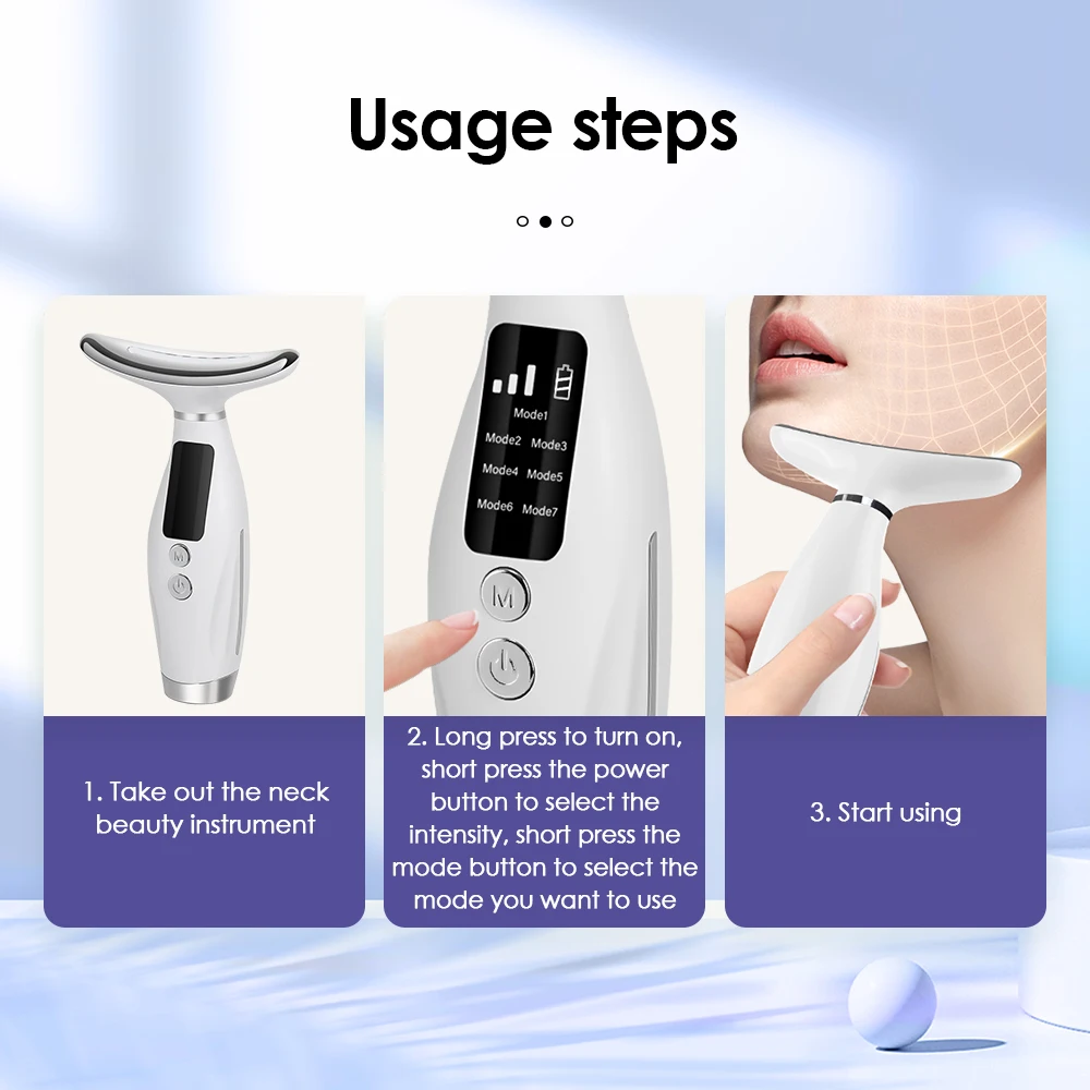 LED Neck & Face Lifting Massager – 7-Colour Light Therapy Device - color options