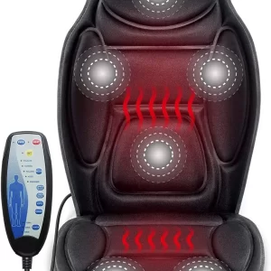 Heated Massage Seat Cushion – 6 Vibration Nodes & 2 Heat Levels for Back Relief