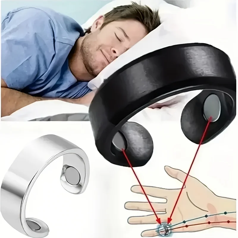 Acupressure Anti-Snoring Rings 3-Pack – Battery-Free Bedtime Ritual for Better Sleep - in use