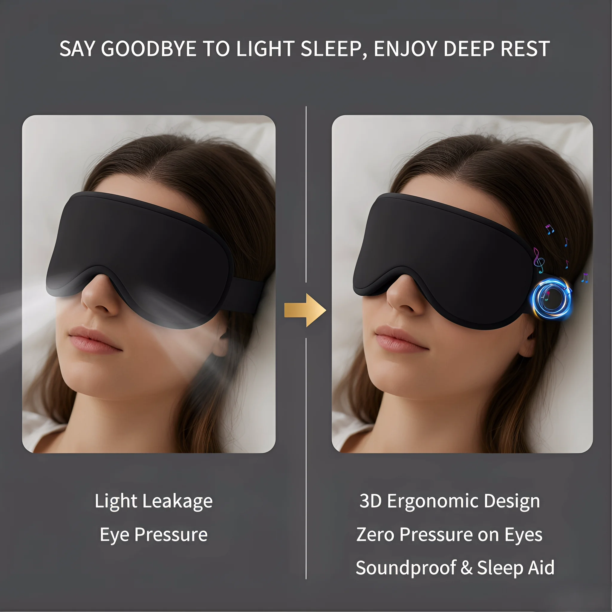 Bluetooth Sleep Mask Headphones - Flat Speakers for Side Sleepers - size and dimensions