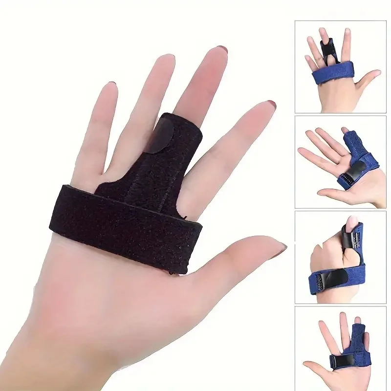 Finger Splint Adjustable Support Brace With Fastening Strap For Alleviating Locking - close-up detail
