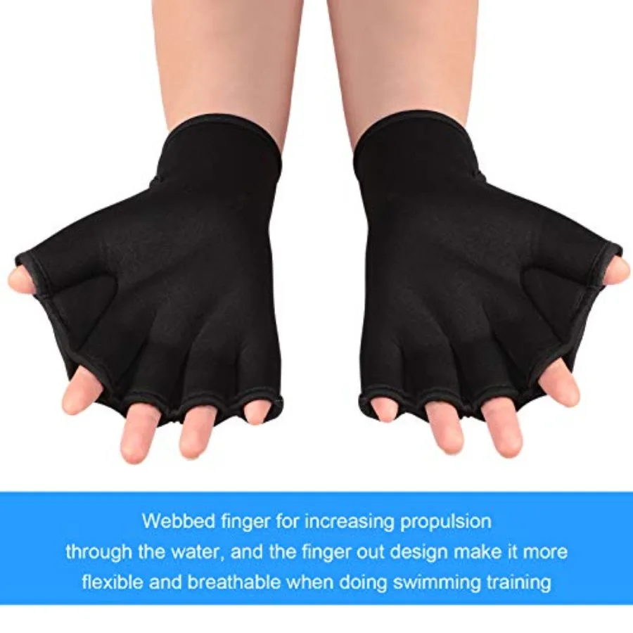 Webbed Aquatic Training Gloves 2 Pairs – Neoprene Water Resistance Mitts - in use