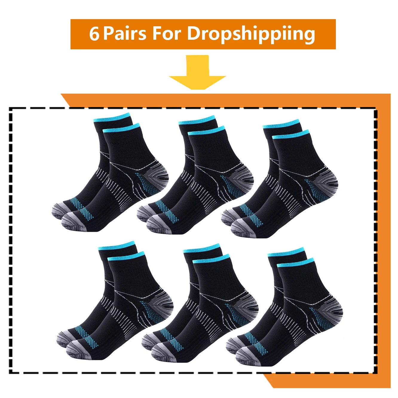 20-30 mmHg Compression Socks – 3 Pairs, Graduated Athletic & Nursing - detail view