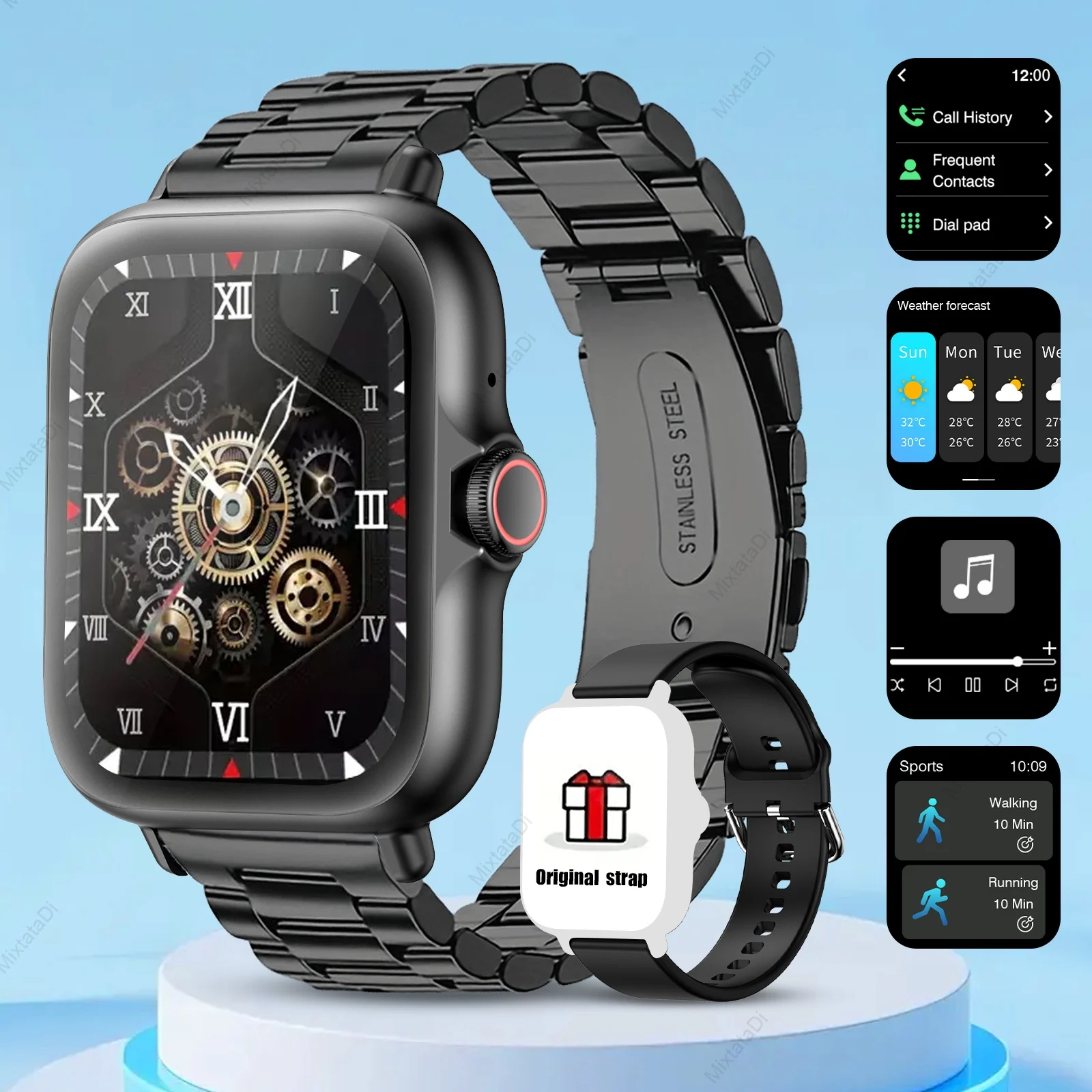 1.83" Smart Watch – Sleep Tracking, Step Counter, Call & Message Alerts (iPhone & Android) - side view