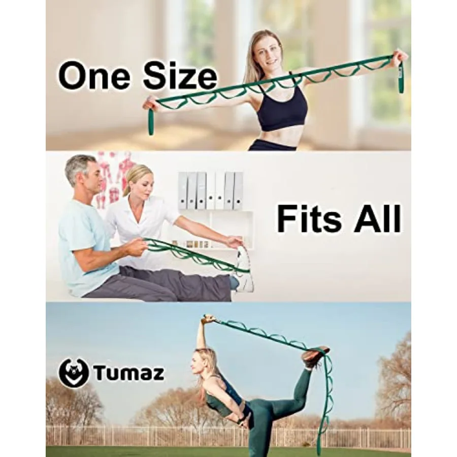 Non-Elastic Stretching Strap – 10-Loop Yoga Flexibility Strap - color options