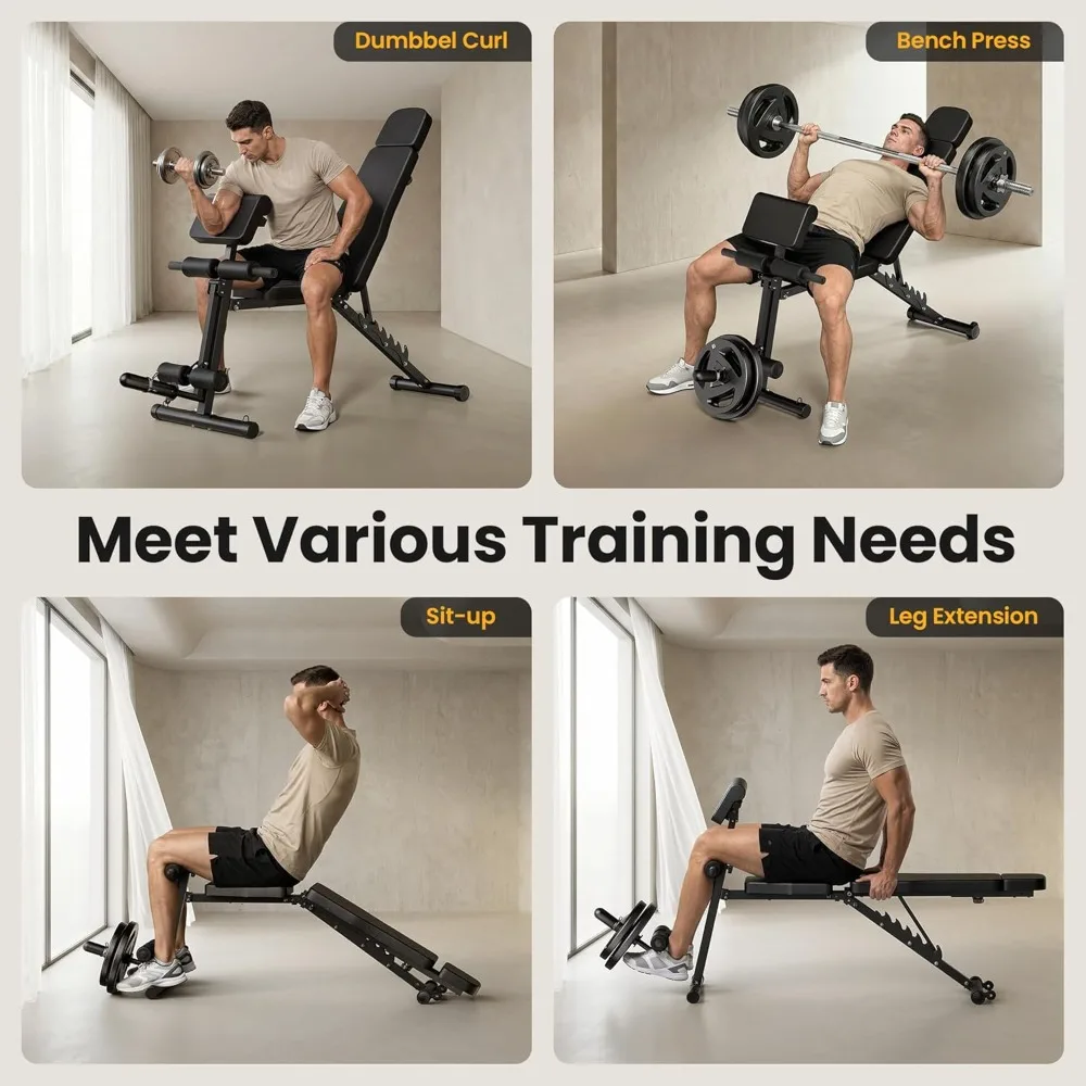 Adjustable Weight Bench – Foldable Incline Decline Flat with Leg Extension - color options