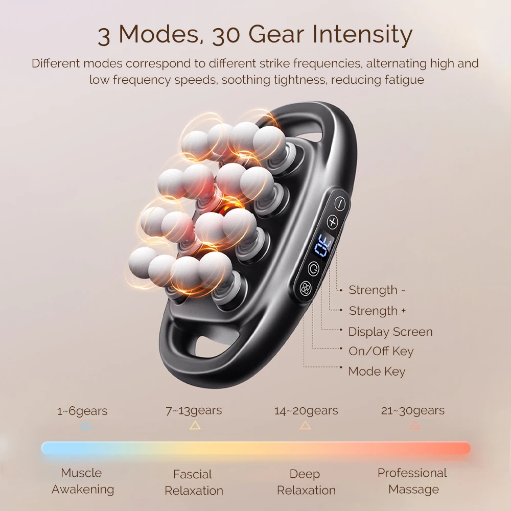 16-Head Fascia Massage Gun – Percussion Therapy for Back, Neck & Shoulders - size and dimensions