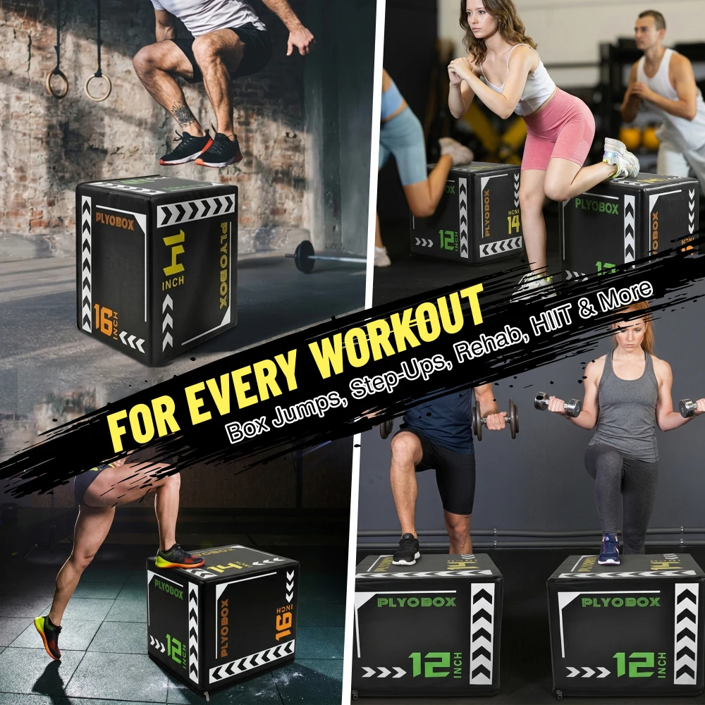 Ye 3-in-1 Foam Plyometric Jump Box 12 14 16 Inch Multi-Height - color options