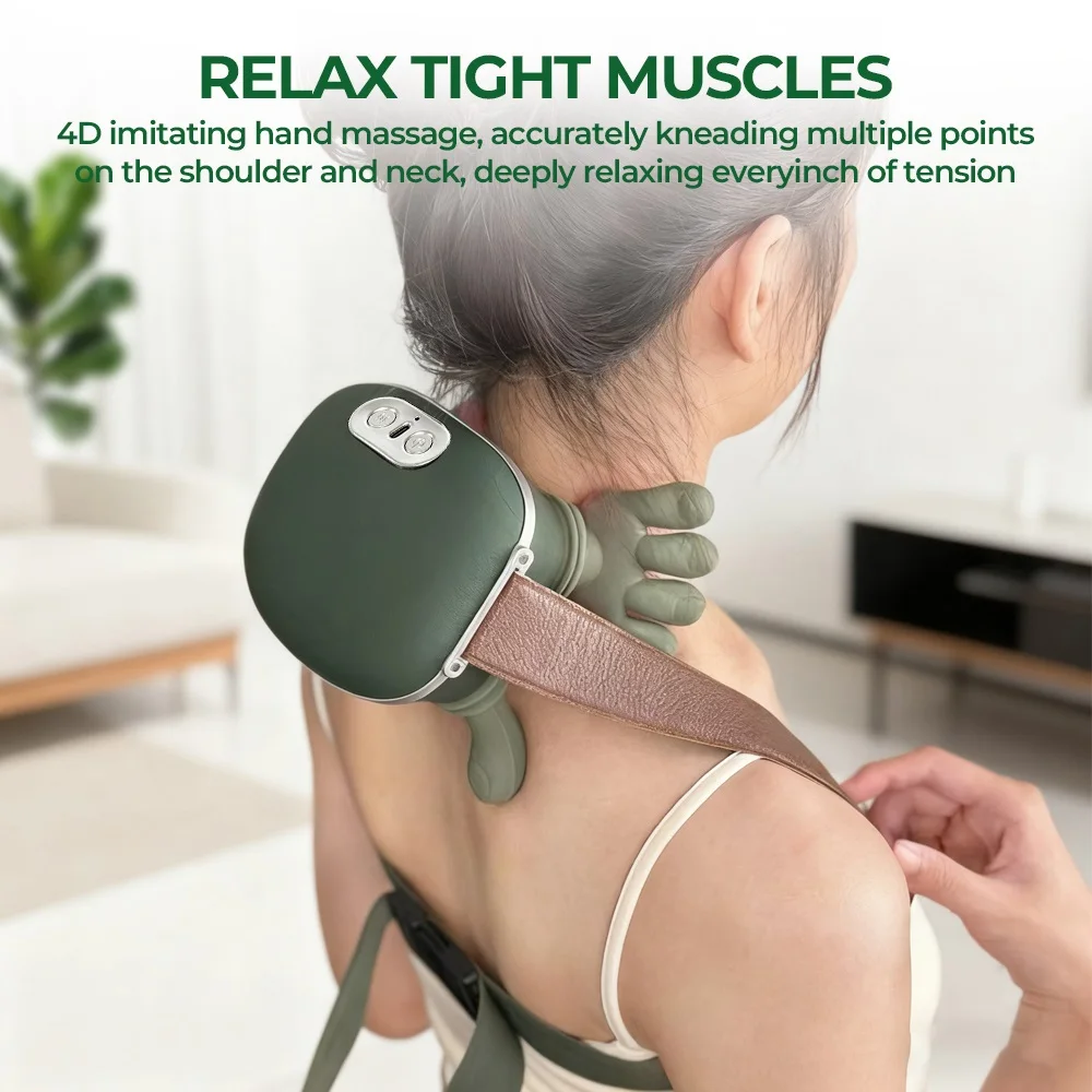 Cordless Neck & Shoulder Massager – 4D Kneading Shiatsu Shawl, Brushless Motor - close-up detail