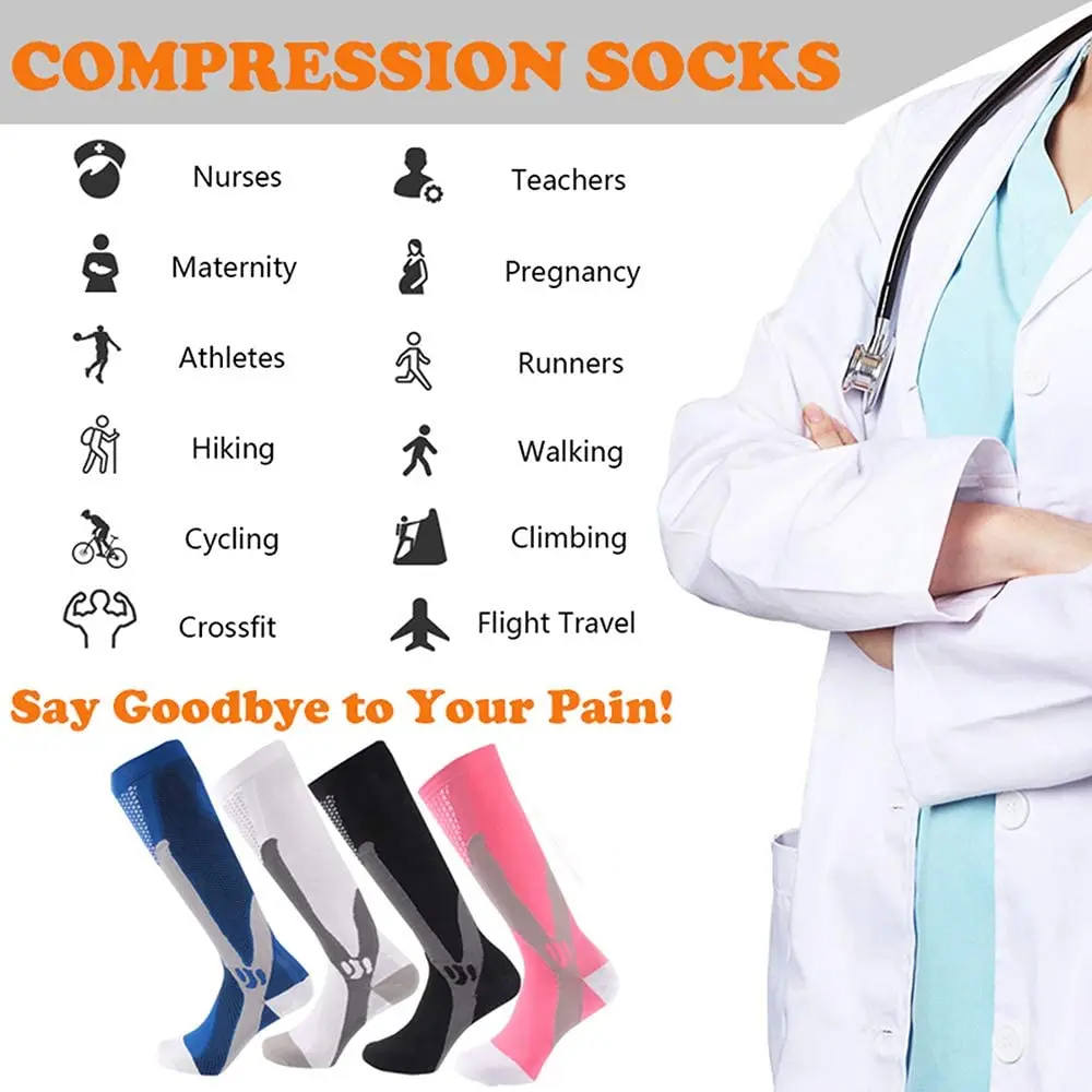 20-30 mmHg Compression Socks – 3 Pairs, Graduated Athletic & Nursing - in use