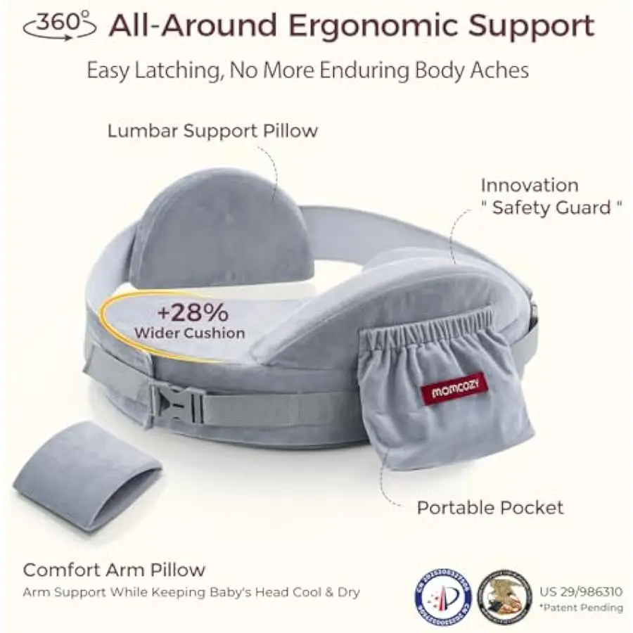 Momcozy CozyPro Nursing Pillow – Firm Memory Foam Lumbar & Arm Support - in use