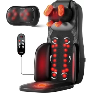 3-in-1 Shiatsu Neck & Back Massage Cushion with Heat – 4D Kneading Chair Pad
