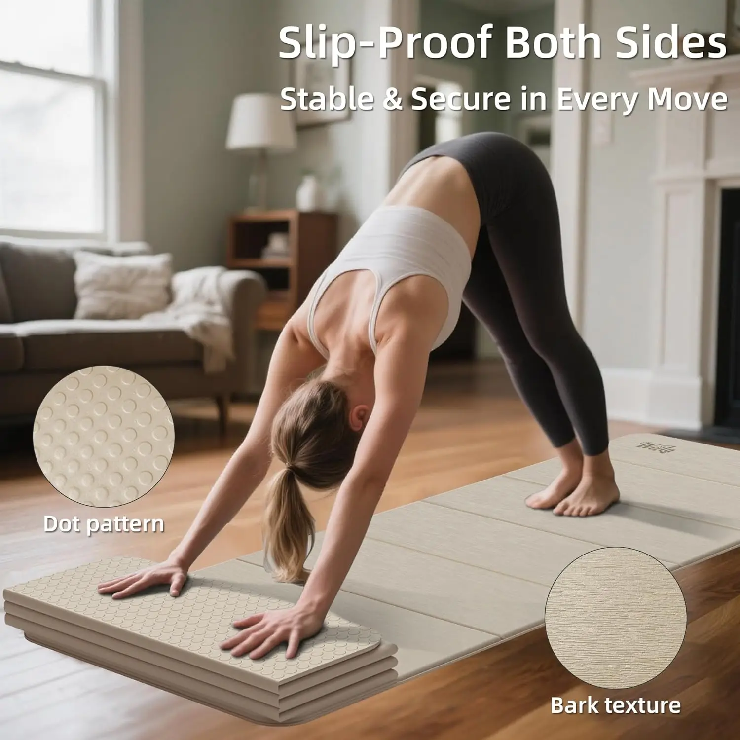 Extra Thick 1/2-Inch Yoga Mat – Odourless, Non-Slip & Foldable for Travel - alternate view