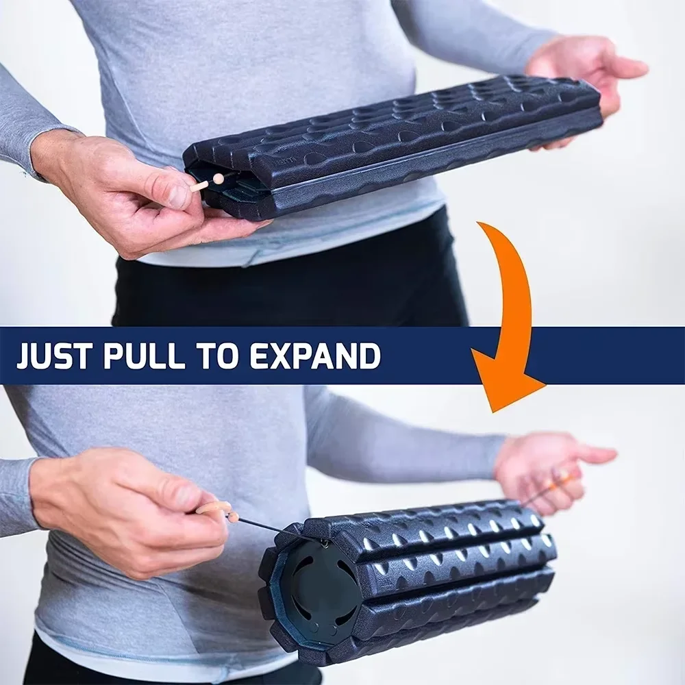 Collapsible Travel Foam Roller – Packable Muscle Recovery & Back Roller - in use