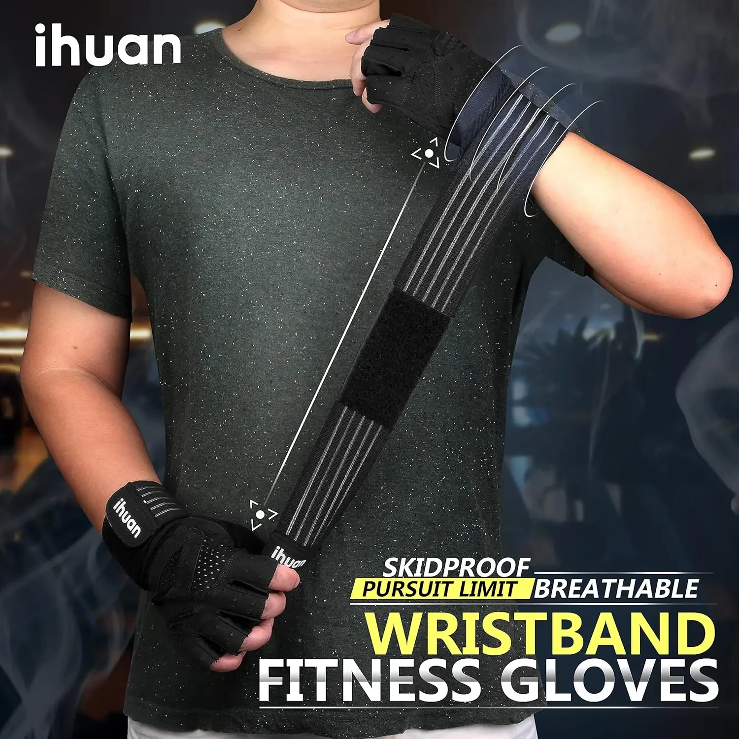 Weight Lifting Gloves with Wrist Support – Ventilated Full Palm Gym Gloves - size and dimensions