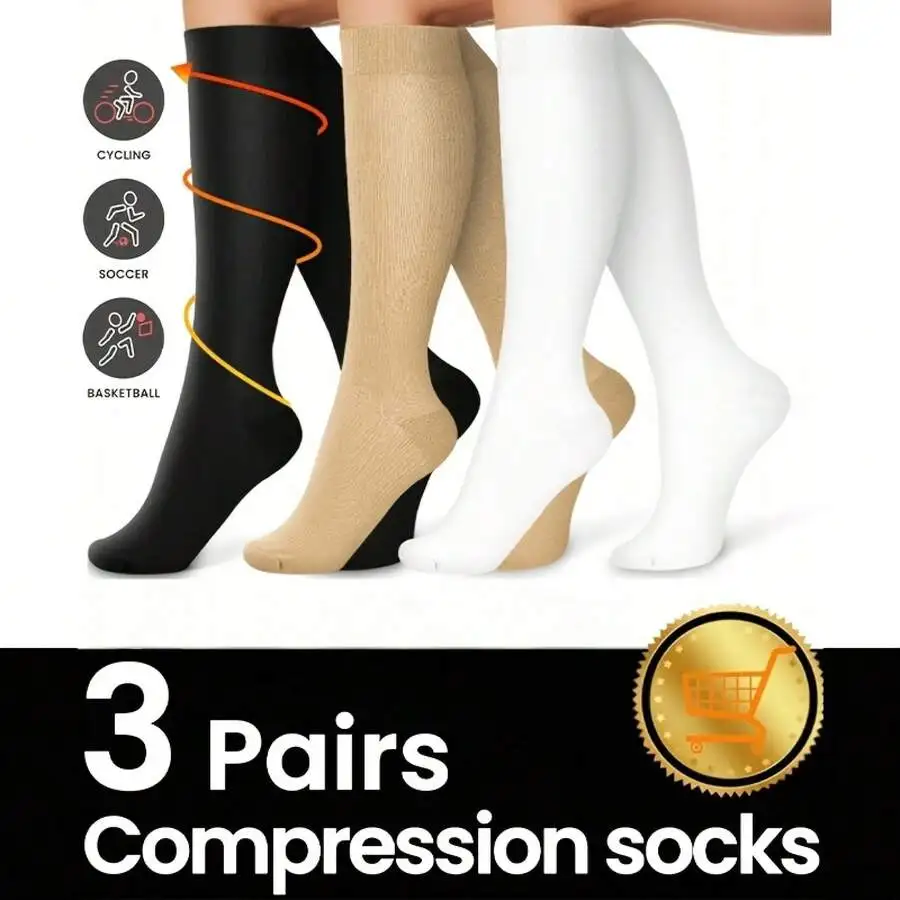 Women’s Compression Socks 3-Pack – Graduated, Anti-Slip, Breathable - close-up detail