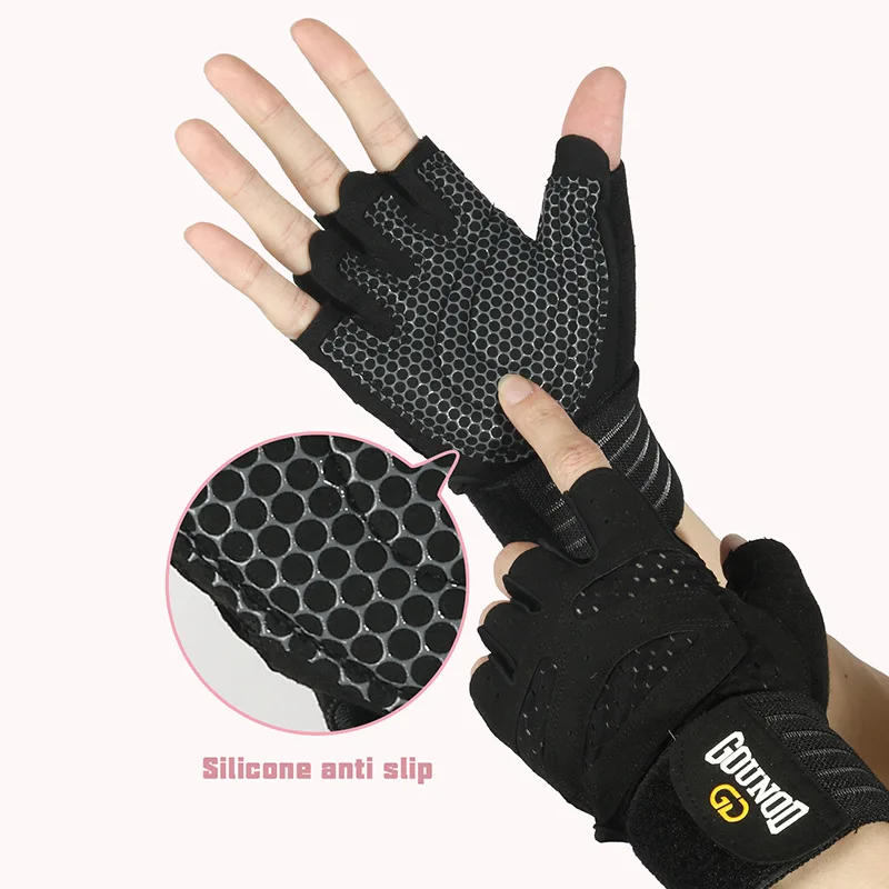 Weightlifting Gloves with Wrist Support – Breathable Anti-Slip Gym Gloves - in use