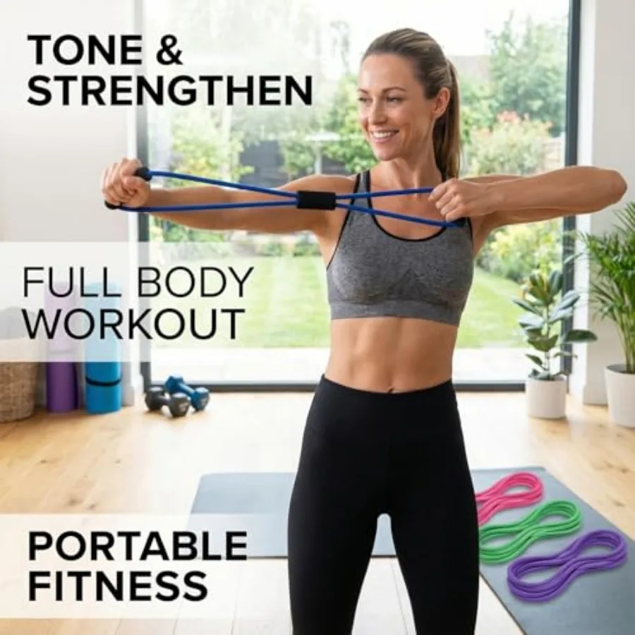 Figure-8 Resistance Bands 4-Pack – Upper Body Exercise Band Set - in use