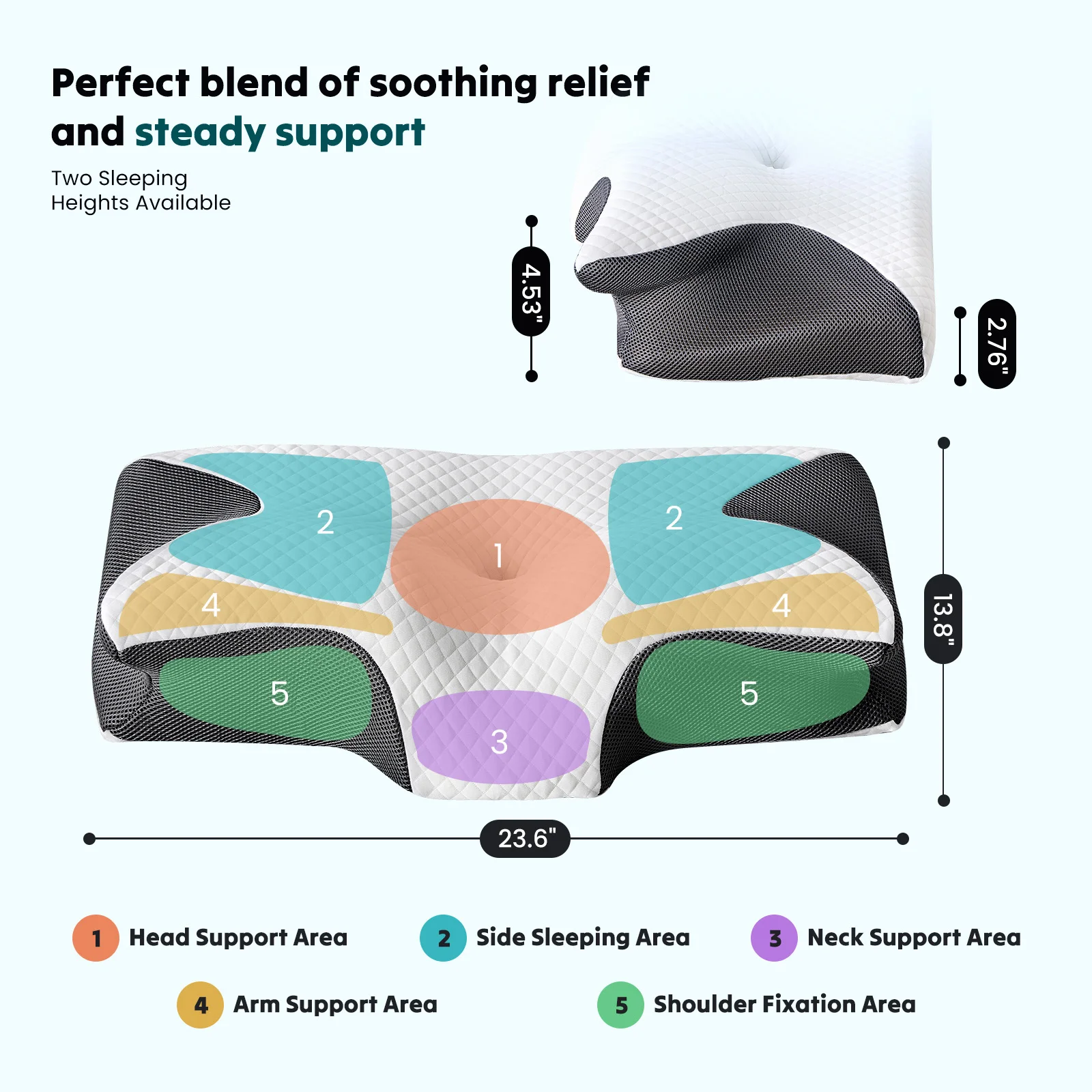 Ergonomic Cervical Memory Foam Pillow with Cooling Cover – Neck Support - close-up detail