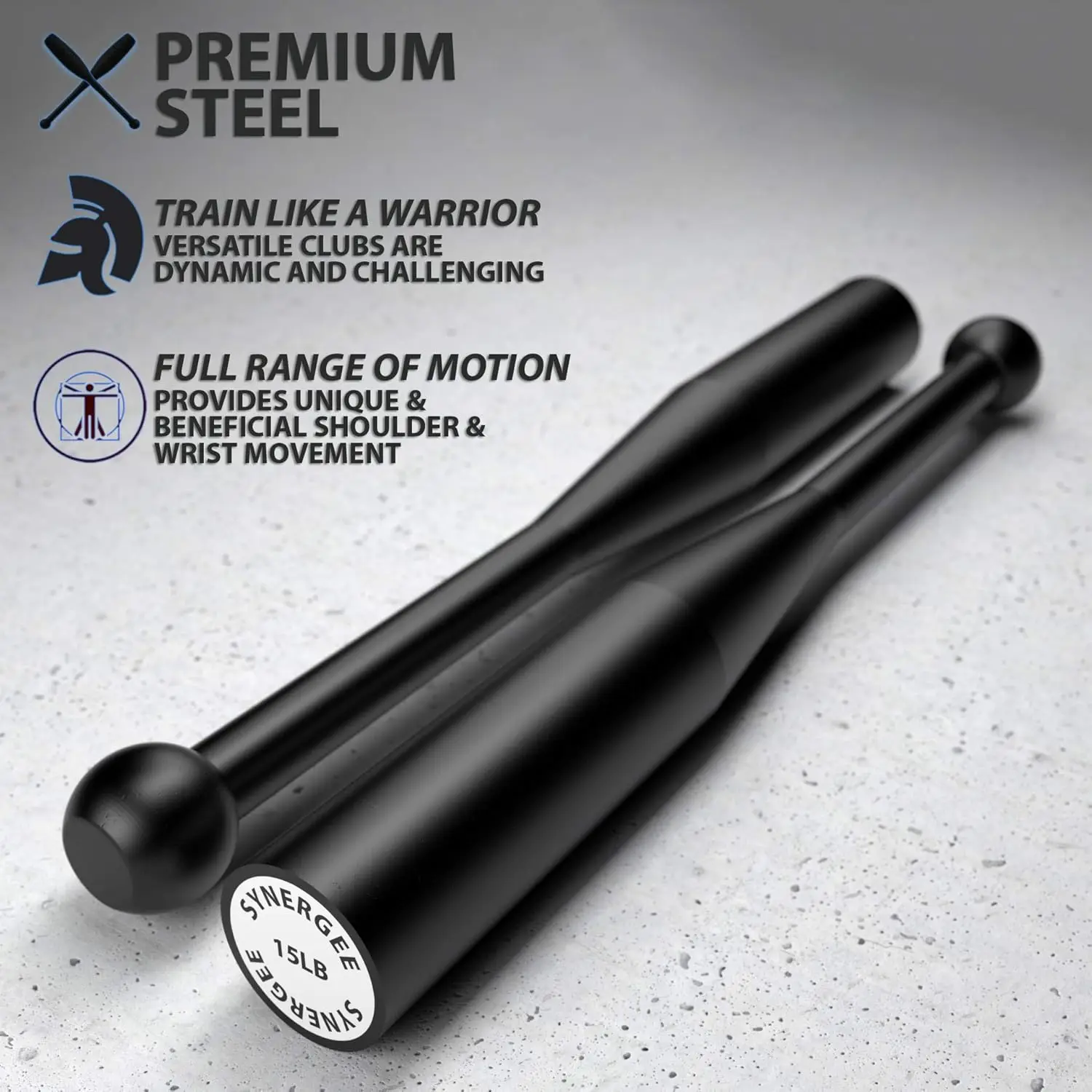 Steel Indian Clubs (Sold in Pairs) – Grip, Forearm & Shoulder Mobility - close-up detail