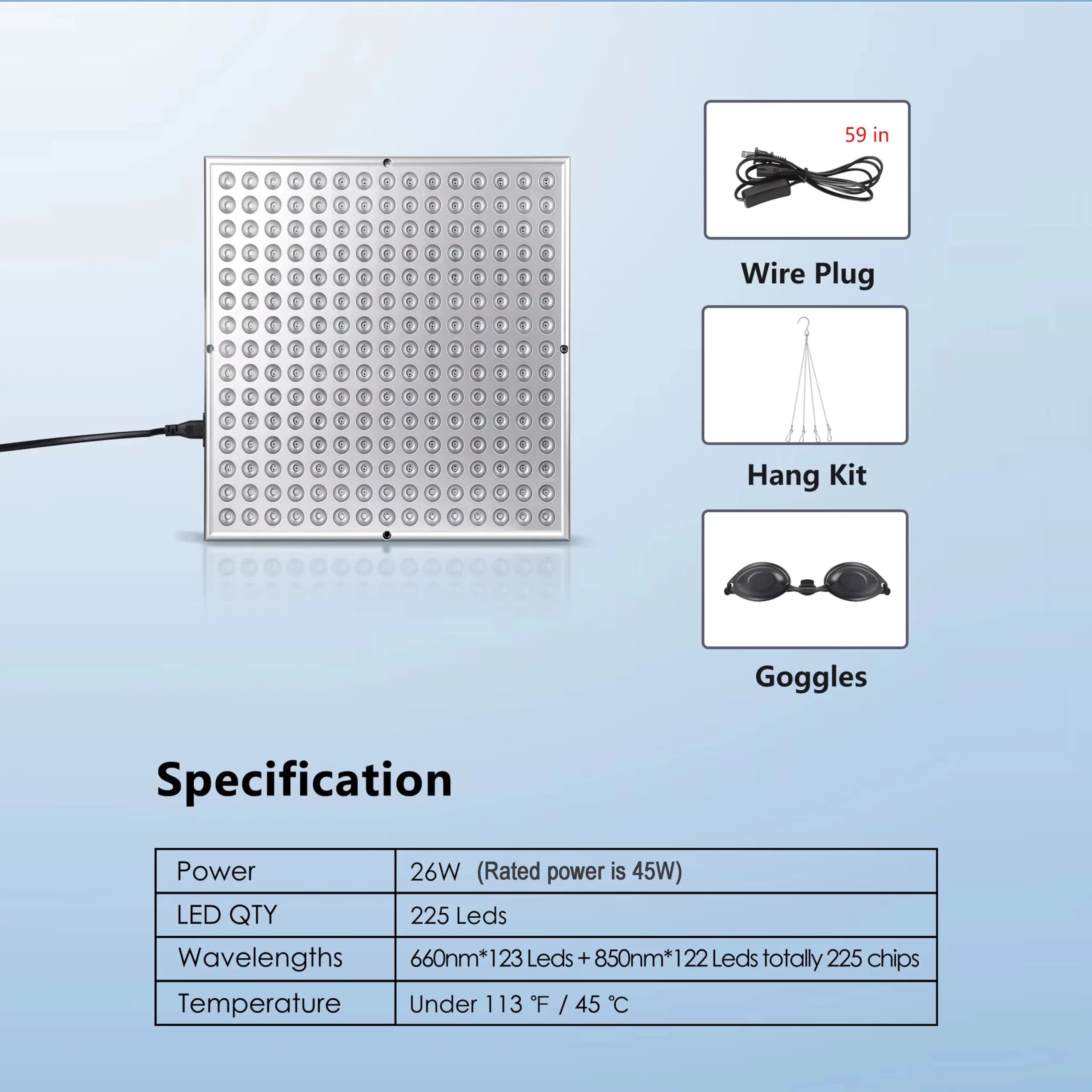 225 LED Red Light Therapy Panel – Red & Near-Infrared Recovery Lamp - alternate view