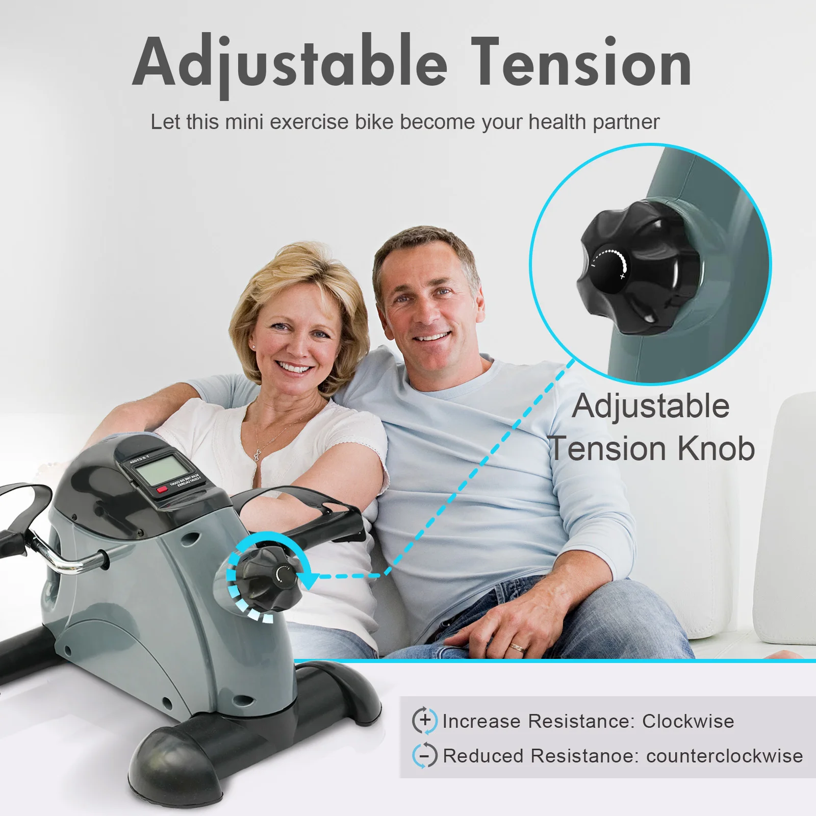 Under-Desk Pedal Exerciser – Motorised Mini Bike with LCD for Legs & Arms - close-up detail