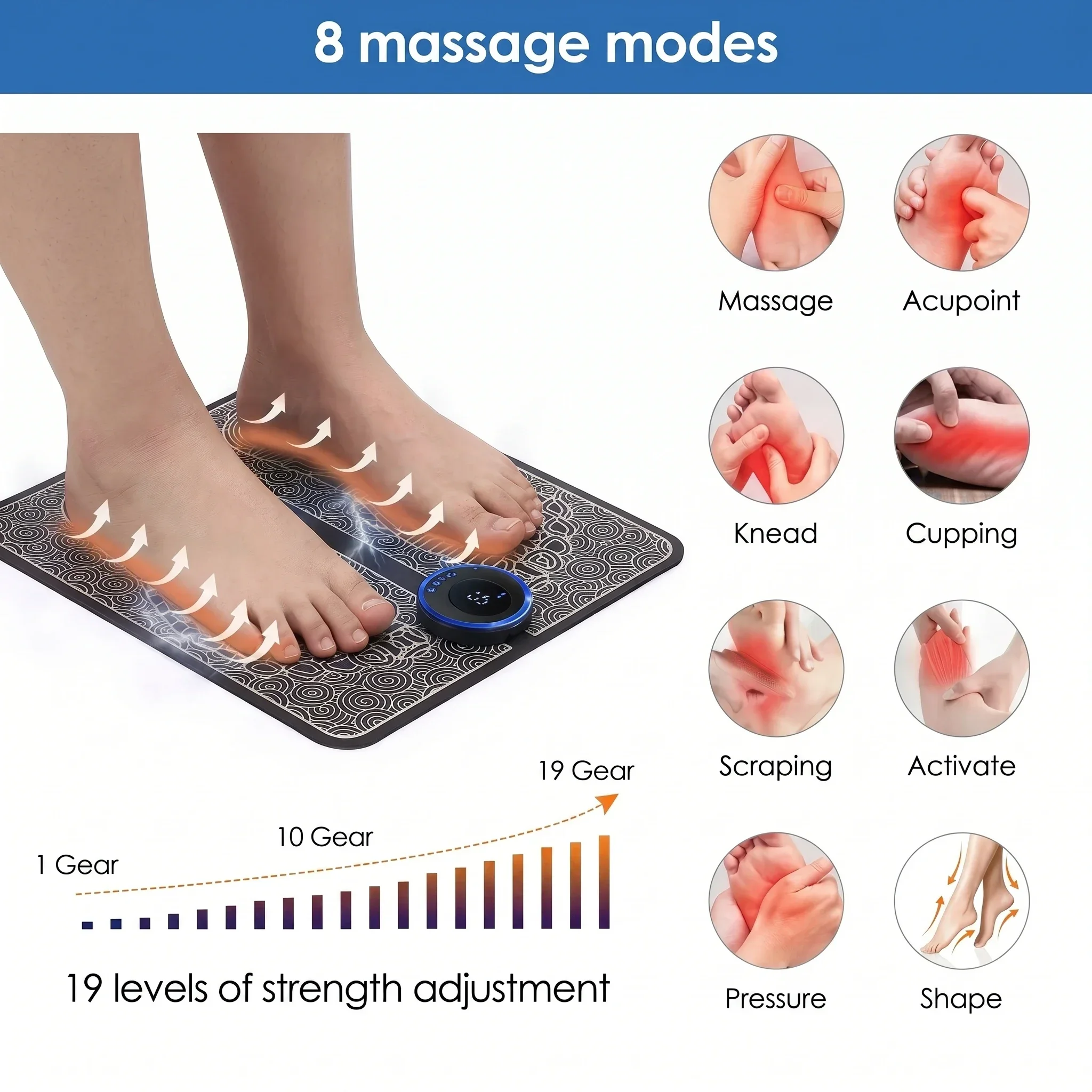 EMS Foot Massager Pad – Electric Muscle Stimulation Mat for Tired Feet - in use