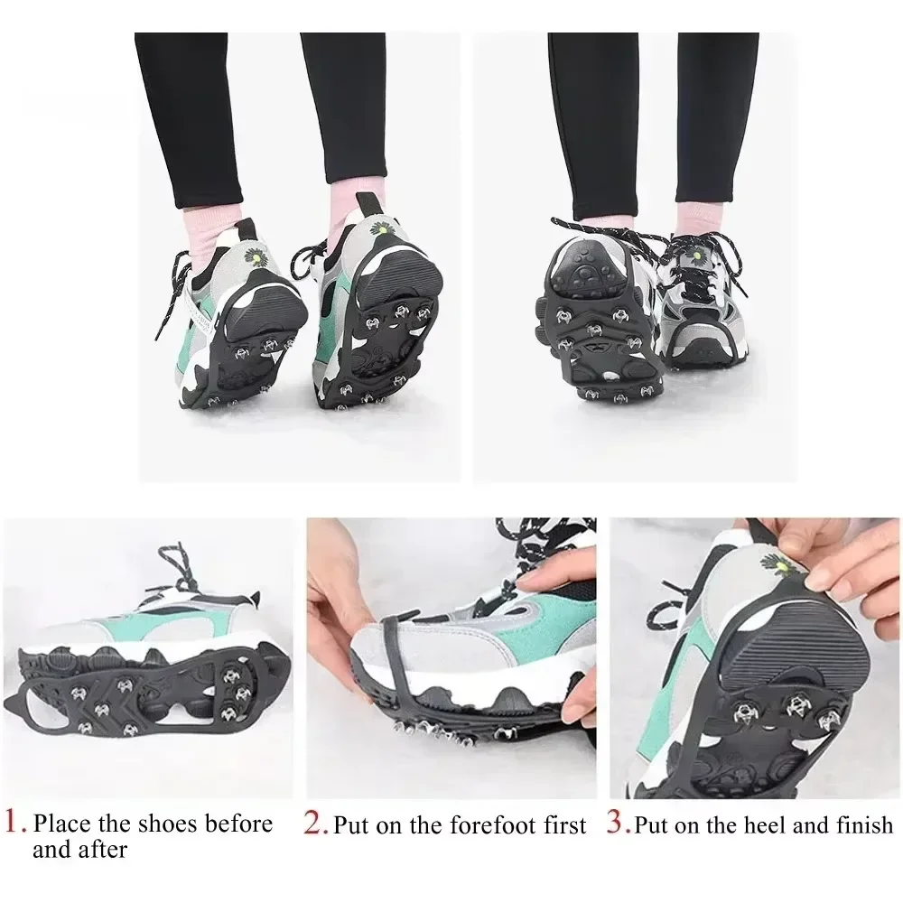 Ice Grippers for Shoes – 8-Tooth Anti-Slip Winter Traction Cleats - size and dimensions