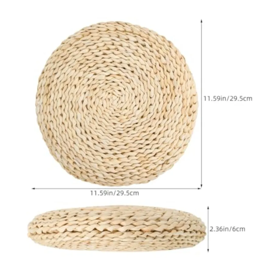 Hand-Woven Straw Meditation Cushion - 6in Round Floor Seat for Zazen - alternate view