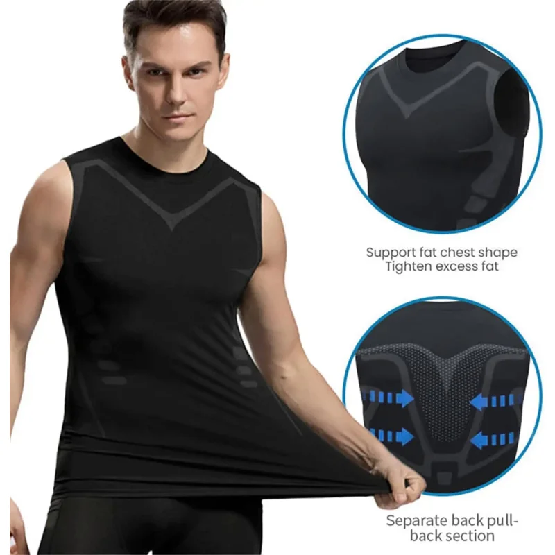 Men's Ice Silk Compression Vest - Cooling Quick-Dry Base Layer Tank Top M-4XL - alternate view