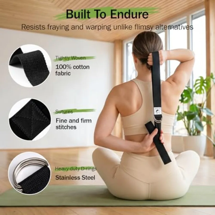 Cotton Yoga Strap – Classic Buckled Stretching Strap - close-up detail