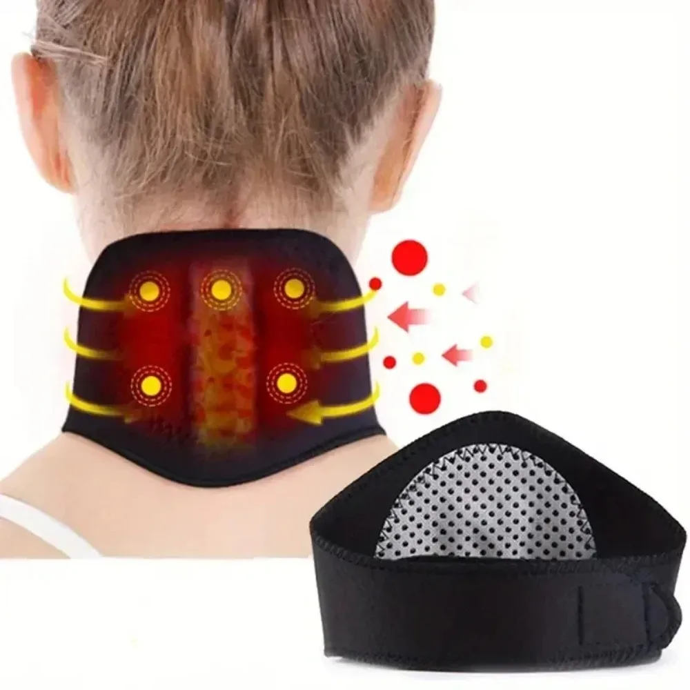 Self heating neck support bracket with magnetic massage for relaxation and - close-up detail