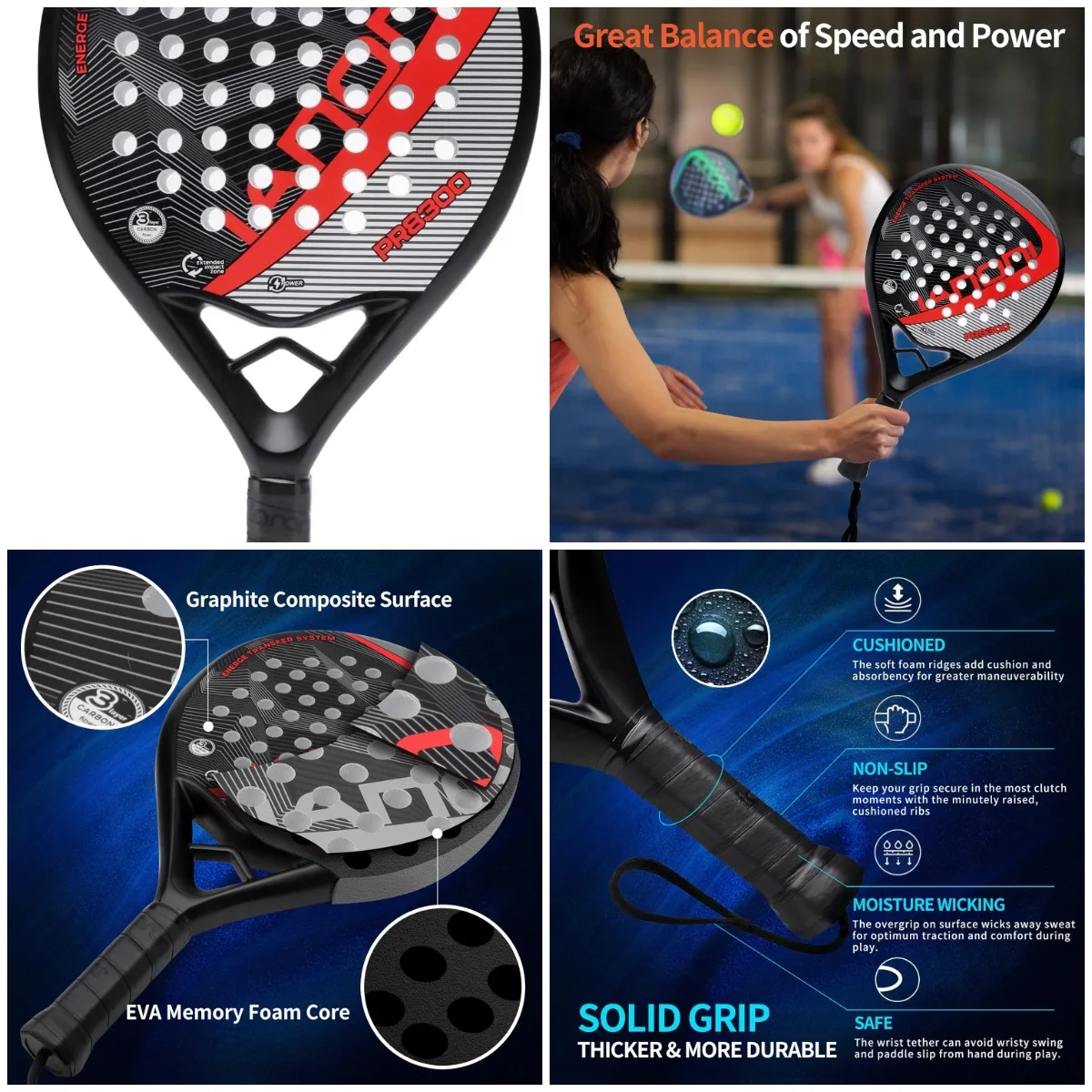 Carbon Fibre Padel Racket – Lightweight Padel Racquet - in use