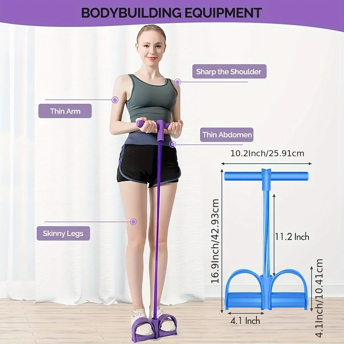 Four-Tube Pedal Resistance Band – Sit-Up & Full Body Tension Trainer - in use